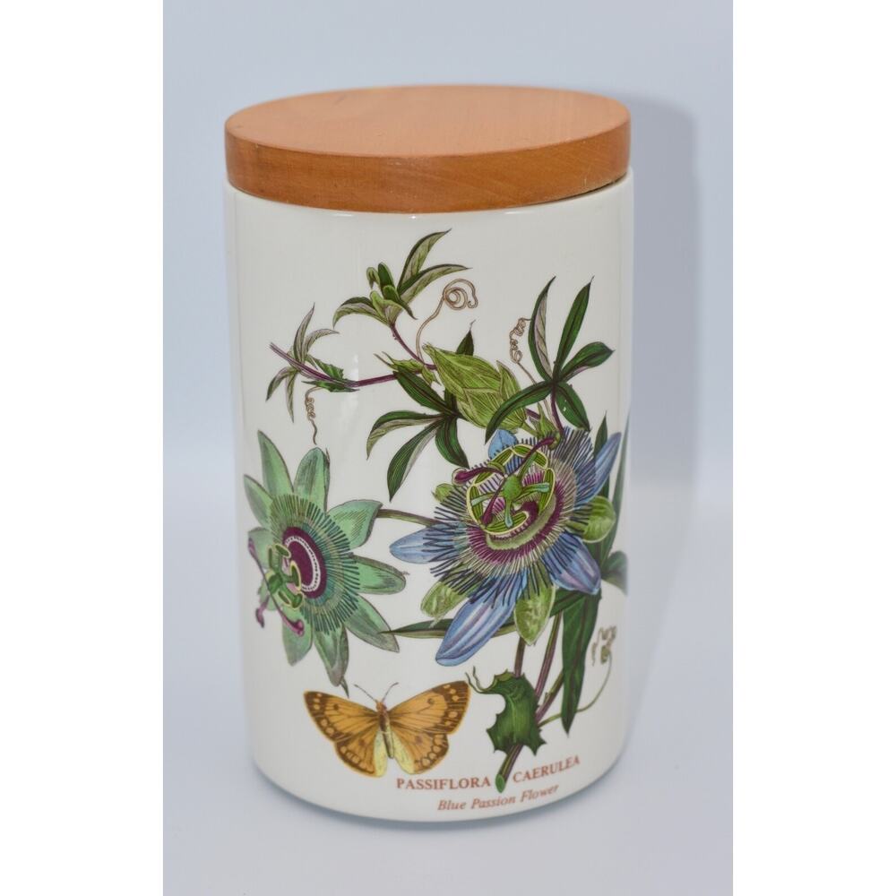 8" Storage Jar & Lid Canister Botanic Garden by PORTMEIRION Vintage Blue Passion